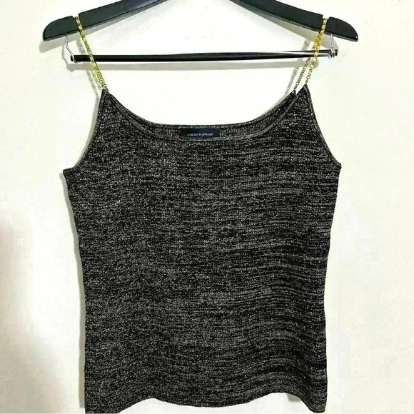 Cable And Gauge Gold Black Top Metallic Silk Blend Chain Straps  Size XL - Picture 1 of 6